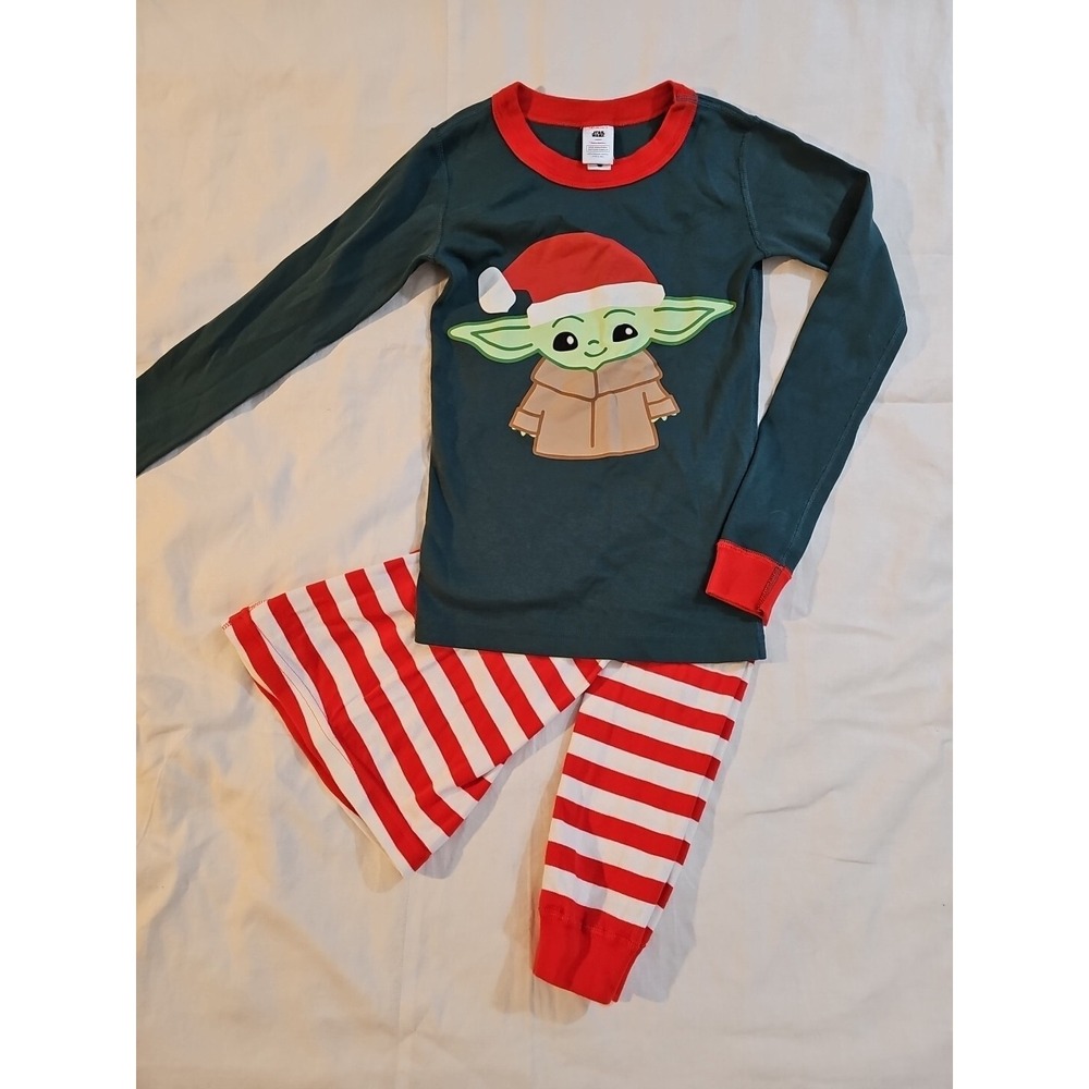 Hanna Andersson Christmas Pajamas Baby Yoda Star Wars Organic Cotton PJs Size 10